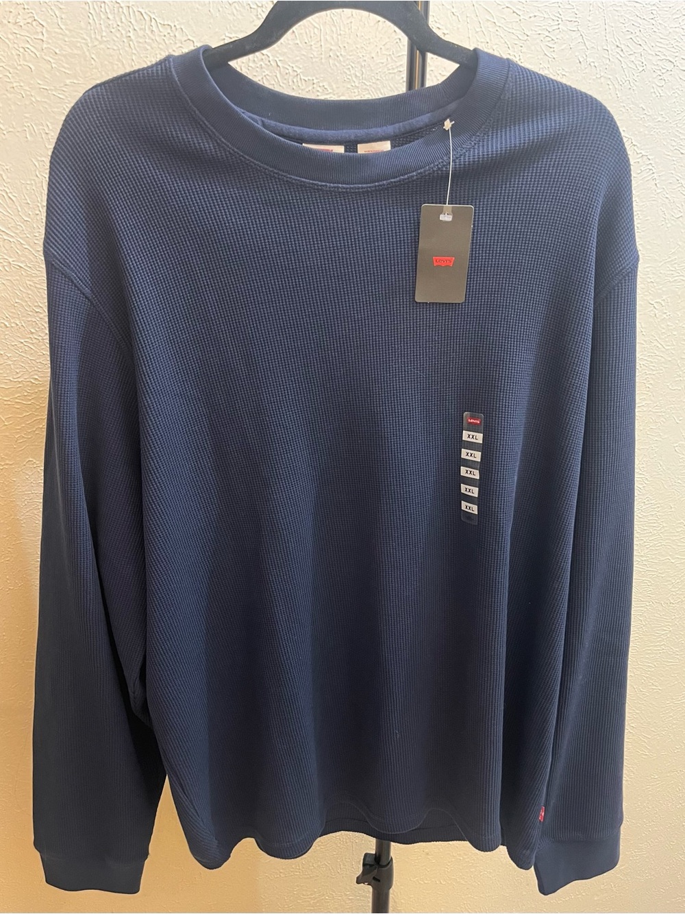 Levi's Men's Dark Navy Waffle Crewneck Sweater